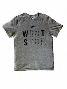 Nike "WON'T STOP" Heather Grey Graphic Tee - Size S
